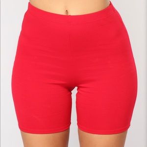 High Waisted Red Biker Shorts